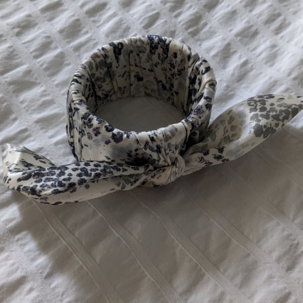 Satin snake print bow cuff bracelet